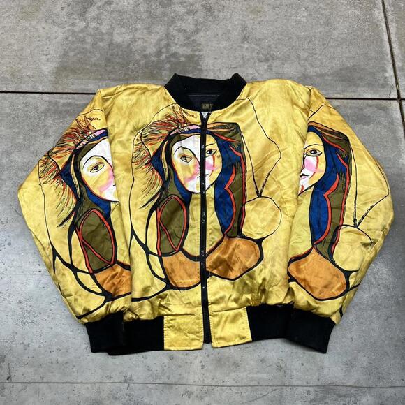 American Vintage Other - vintage pablo picasso cubist casual corner satin bomber jacket size large